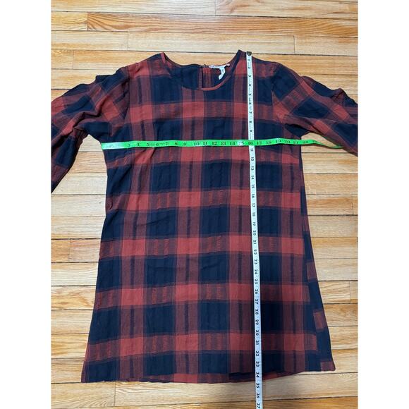 BCBGeneration | Red Black Plaid Long Sleeve Shirt Dress | Size Large - Picture 11 of 11